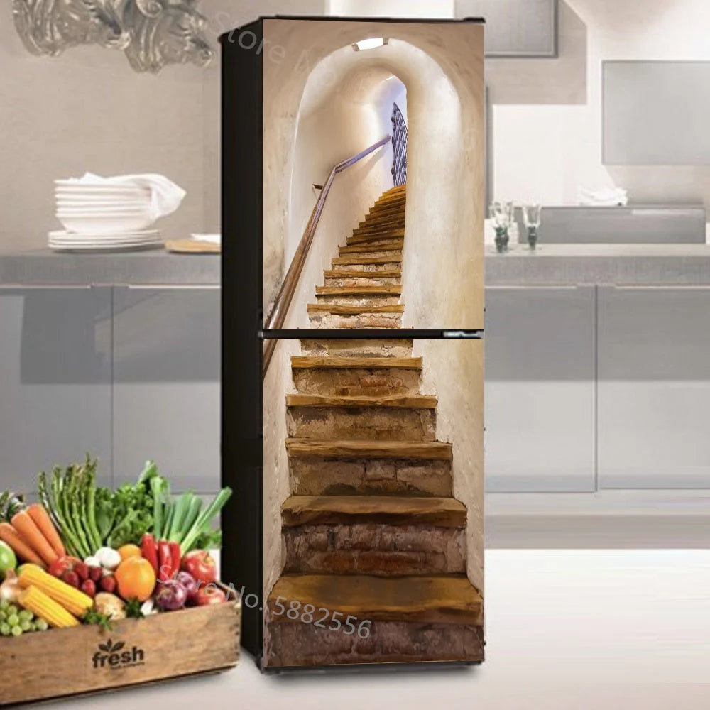 28 Styles For Choice Wood Grain Retro Refrigerator Sticker Peel & Stick Waterproof Double Door Freezer Cupboard Decor Art Mural