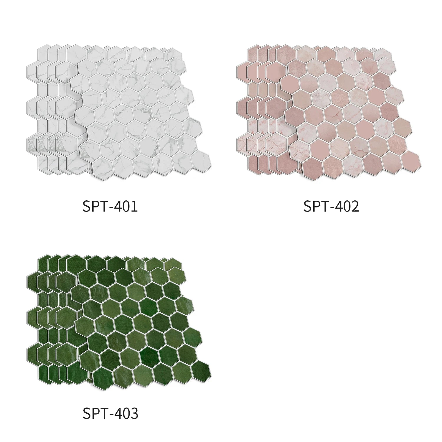 12PCS/Set Green Ceramic Tile Marble Waterproof Self-Adhesive PVC Wall Stickers, Kitchen Backsplash Oil Resistant Home Decoration