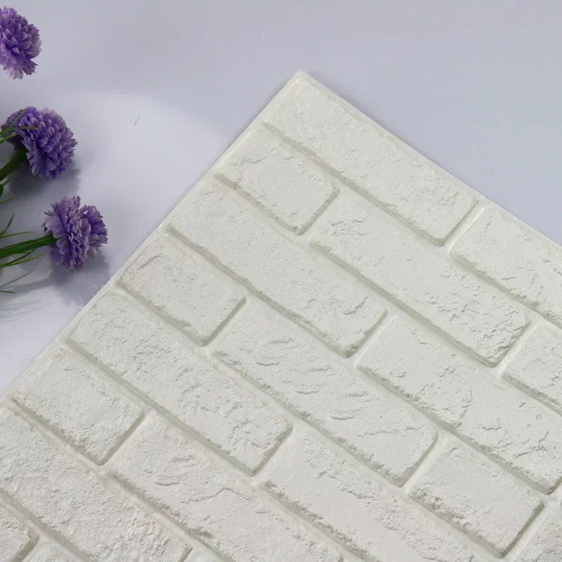 Self-Adhesive Foam Wallpaper Sticker 3D Imitation Brick Wall Sticker for Living Room Bedroom Home Kitchen Bathroom Decoration