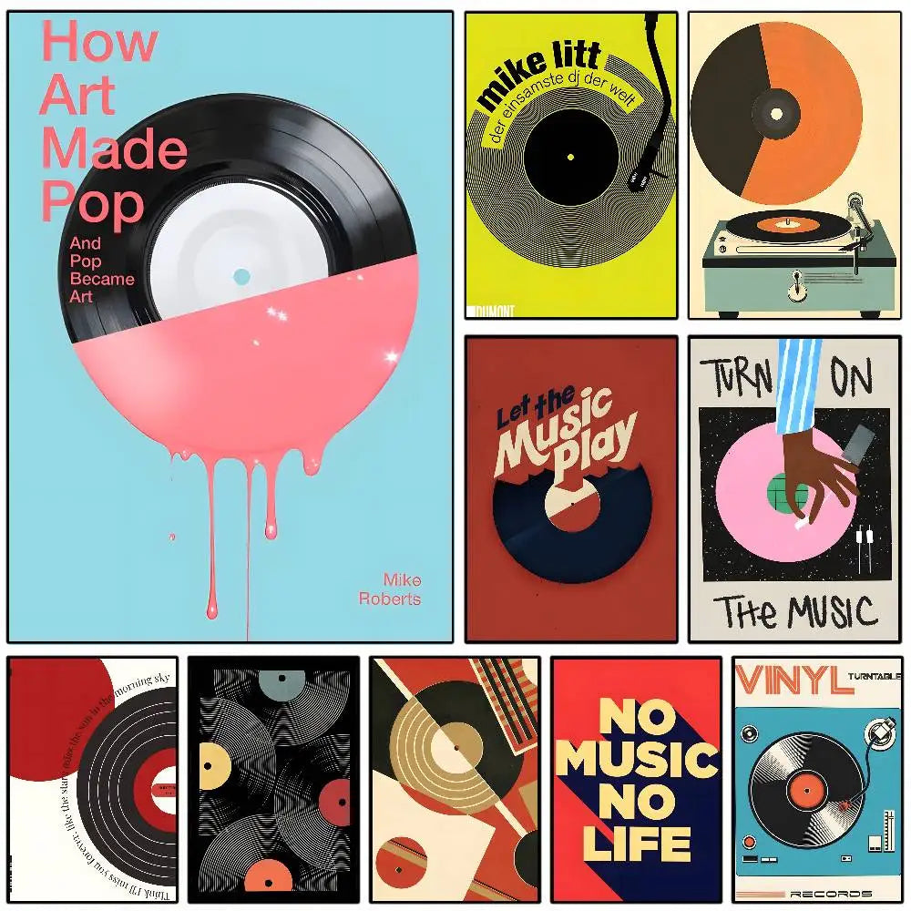 Poster Vinyl Retro Mid Century Dán Tường Tự Dính Chống Nước