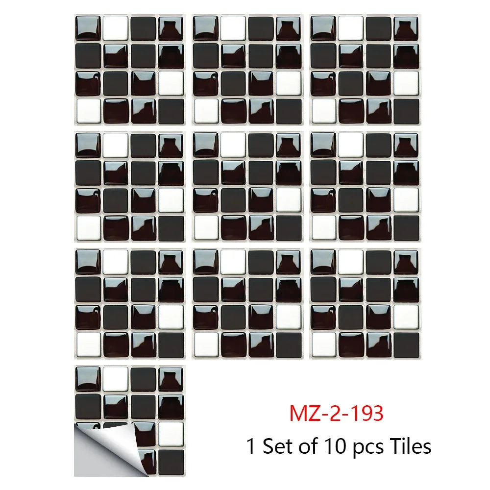 10 Miếng Dán Gạch Mosaic Tím Dán Dính 2D Cho Bếp Phòng Tắm