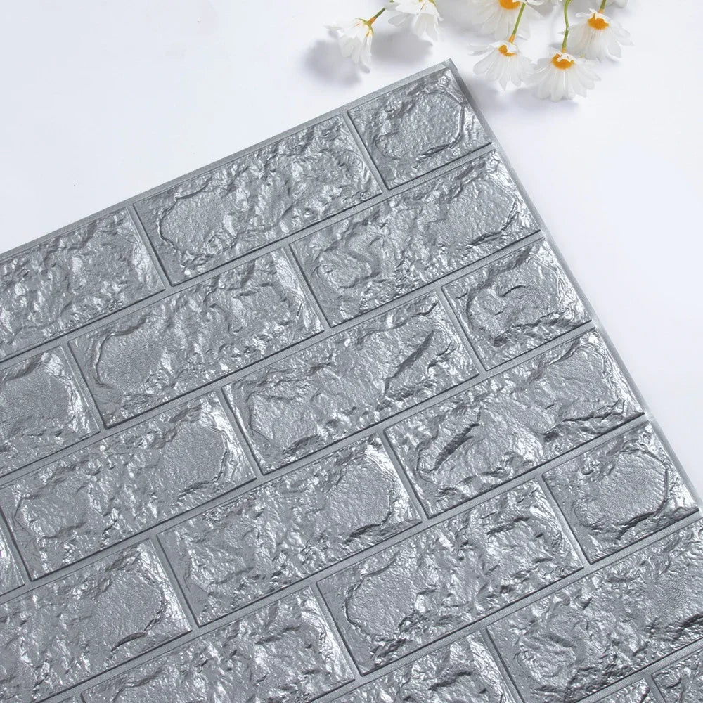 Foam 3D Self adhesive Wall Stickers Imitation Brick Waterproof Wallpaper for Living Room Kitchen TV Backdrop Bedroom Decoration