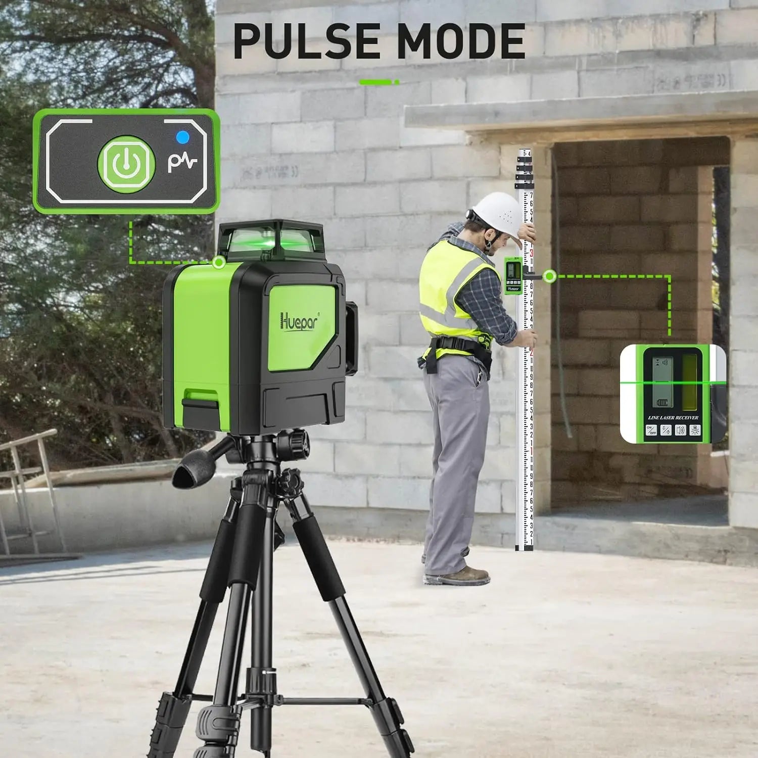 Huepar 902CG Laser Cross 2x360 Tự Cân Xanh Pulse Và Giá Đỡ