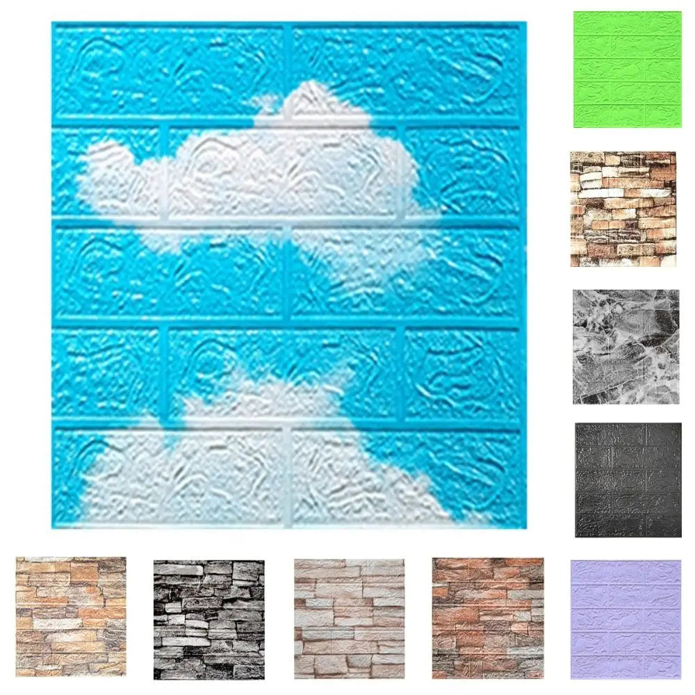 Waterproof 3D Imitation Brick Wall Stickers DIY Peel and Stick Decorative Stickers 35*38.5CM Moisture-proof Background Wallpaper