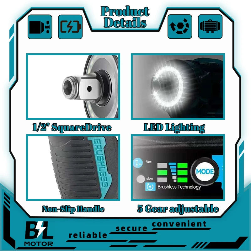Súng Siết Lực Không Dây 600Nm 18V Makita Pin Chính Hãng