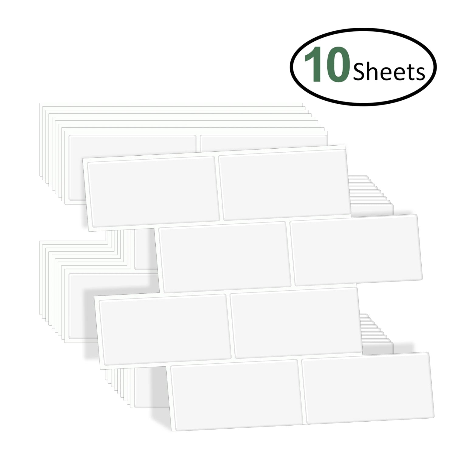 10 Sheets Big Tiles Peel and Stick Wall Stickers Brick Vinyl Wallpaper Waterproof Kitchen  Bathroom Backsplash Home Decor