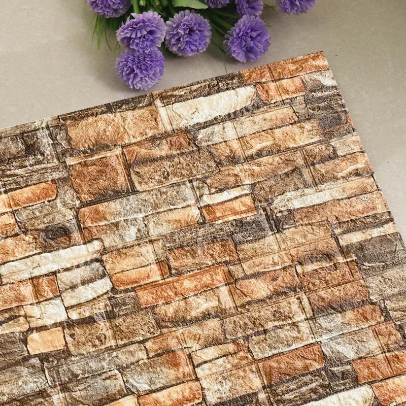 Foam 3D Self adhesive Wall Stickers Imitation Brick Waterproof Wallpaper for Living Room Kitchen TV Backdrop Bedroom Decoration