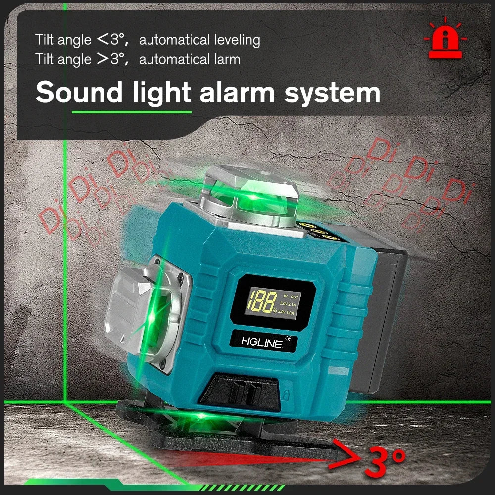 HGLINE Máy Laser Định Vị 16 Đường 4D Màu Xanh 360 Độ 30m