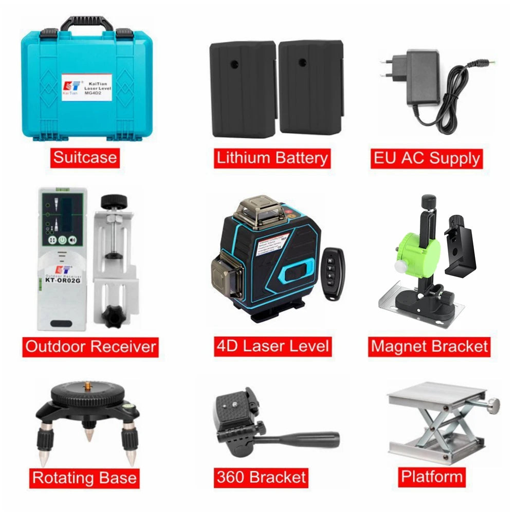Kaitian 360 Máy Cân Laser Có Bộ Nhận 4D 16 Đường Xanh Lục