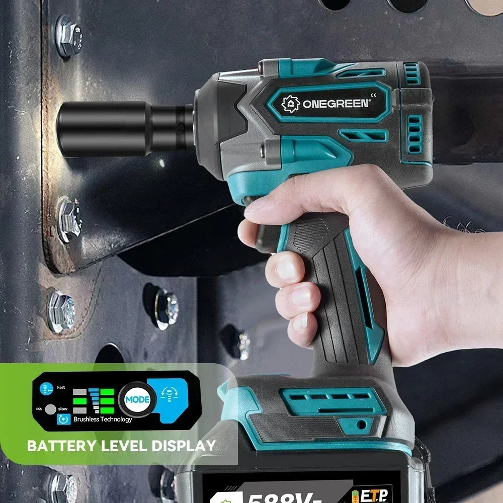 ONEGREEN Cờ Lê Đập Điện Không Dây 1/2 Inch 1000 Nm Brushless