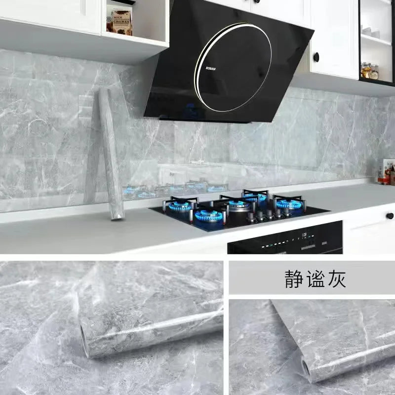 Kitchen Oil-Proof Film Stove Waterproof Moisture-Proof Self-Adhesive Wallpaper Countertop Cabinet Renovation Tile Marble Sticker