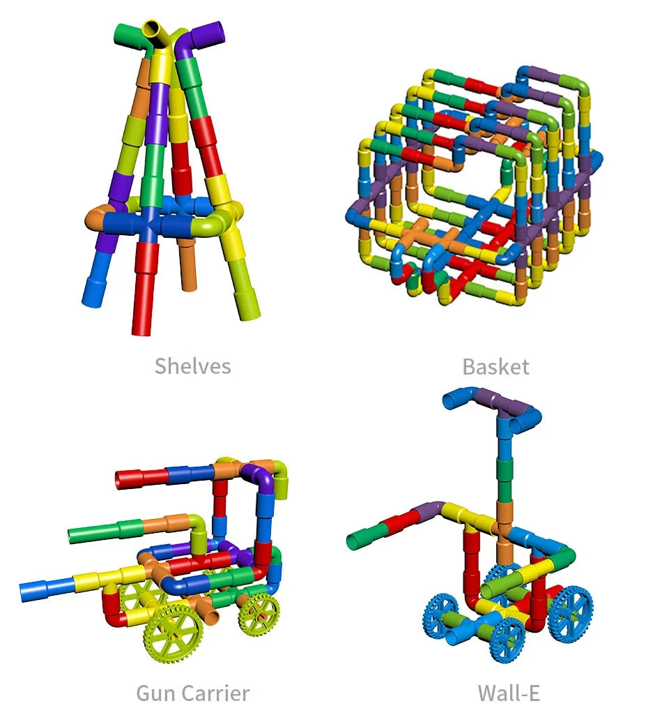 DIY Water Building Blocks Toy Educational Pipe Sensory STEM Kit Constructions Creativity Tube Blocks Pop Building Block Kids Toy