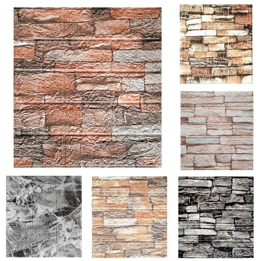 Waterproof 3D Imitation Brick Wall Stickers DIY Peel and Stick Decorative Stickers 35*38.5CM Moisture-proof Background Wallpaper