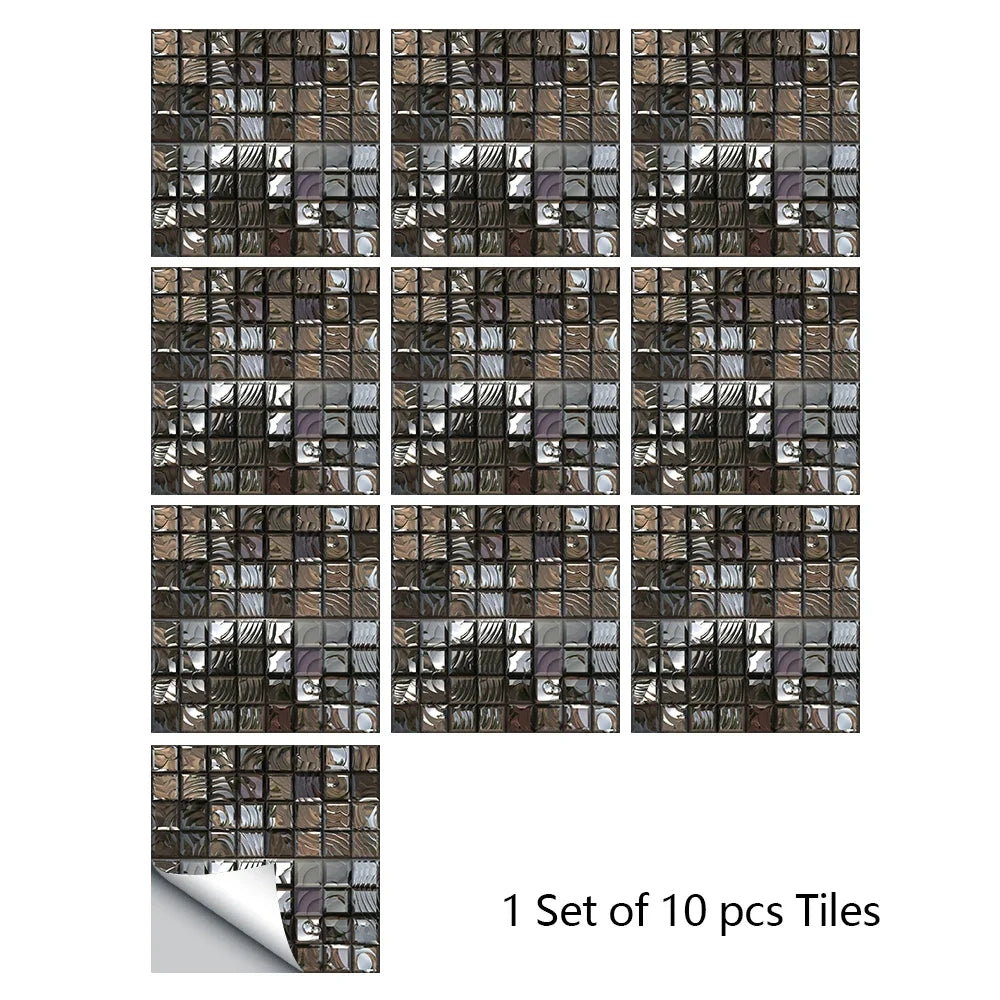 10 Miếng Dán Gạch Mosaic Tím Dán Dính 2D Cho Bếp Phòng Tắm