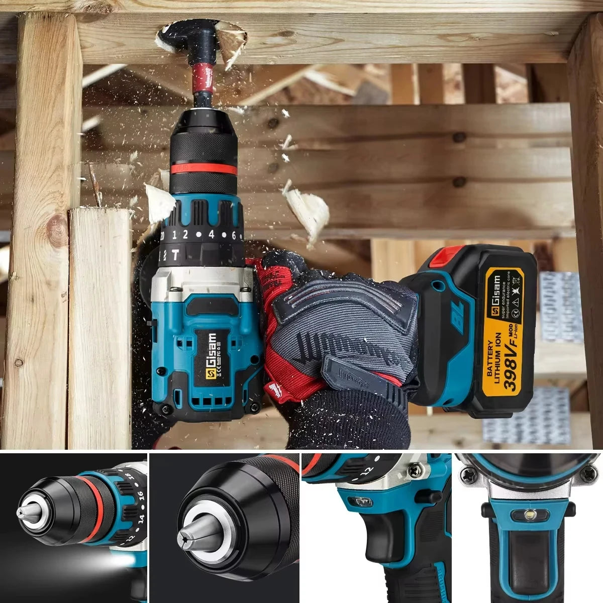 Máy Khoan Và Đập Không Dây Brushless 13MM 480NM Pin Sạc