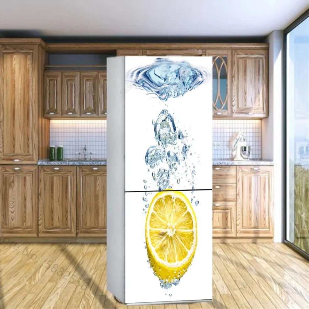 28 Styles For Choice Wood Grain Retro Refrigerator Sticker Peel & Stick Waterproof Double Door Freezer Cupboard Decor Art Mural