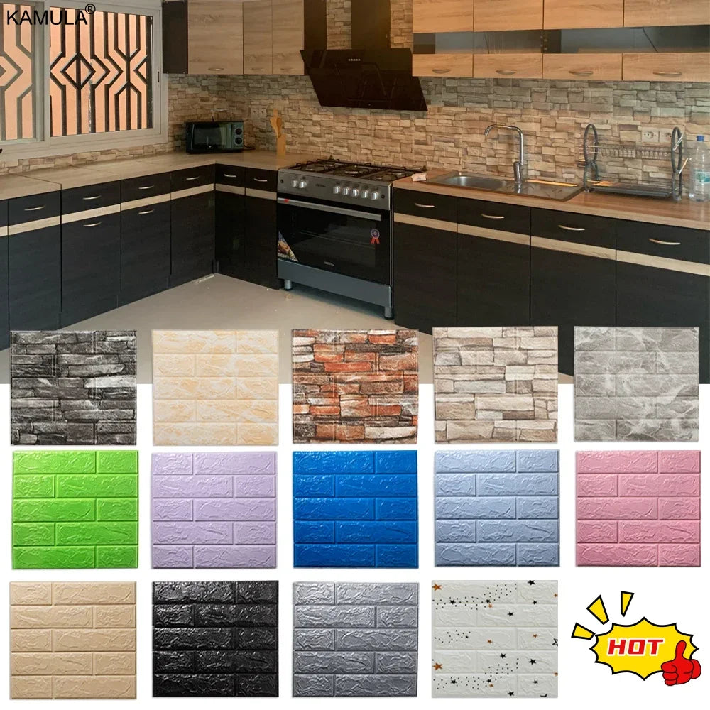 8/20pcs Foam 3D Brick Wall Stickers Adhesive Panel Home Decor Living Room Bedroom House Decoration Bathroom Waterproof Wallpaper