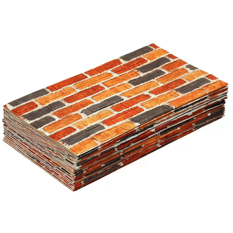 70cm*1m 3D Self-Adhesive decor Wallpaper Continuous Waterproof Brick Wall Stickers Living Room Bedroom old wall Home Decoration