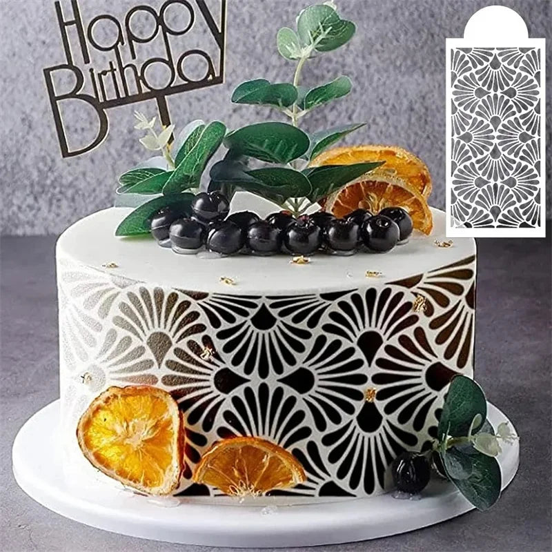 Fondant Cake Mesh Stamps Stencils Embossing for Decorating Tool Plastic Spray Mold Cake Lace Border Painting Wedding Party Decor