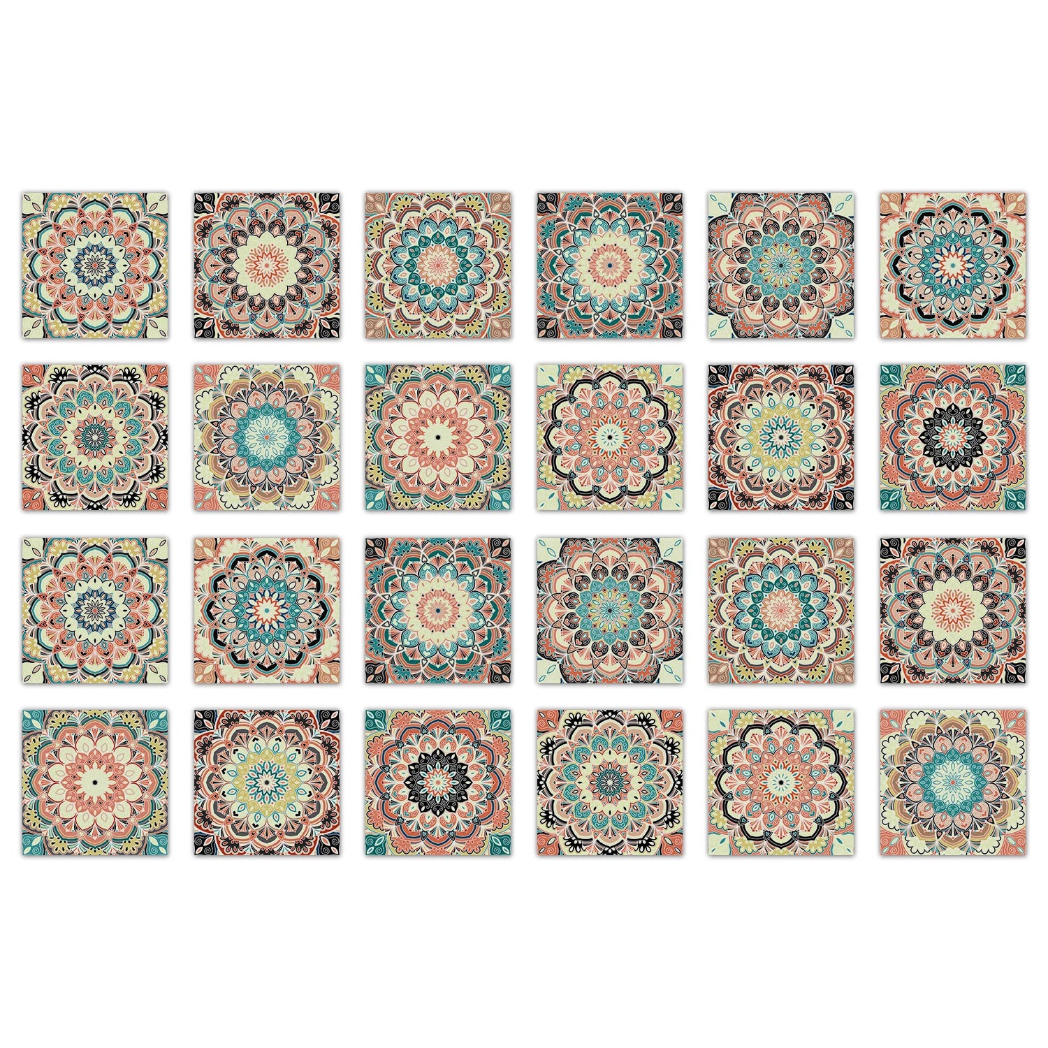 24pcs Art Tile Self-adhesive 3D Wall Sticker Kitchen Wallpaper  For Living Room Bathroom Decoration Murals Waterproof Decals