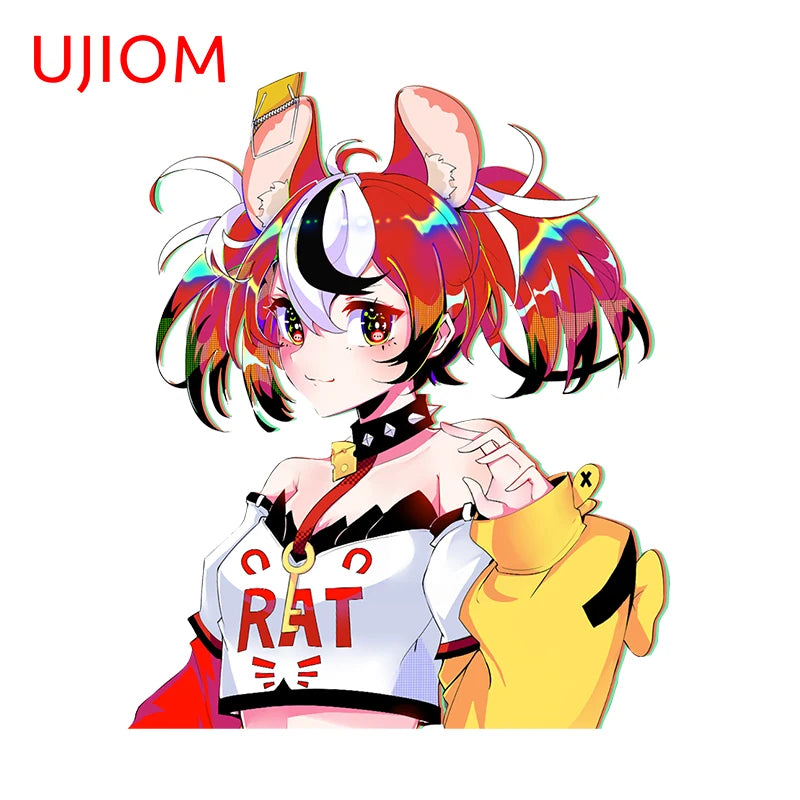 Sticker Dán Tường Hakos Hololive UJIOM Màu Sắc Đồ Họa Bền