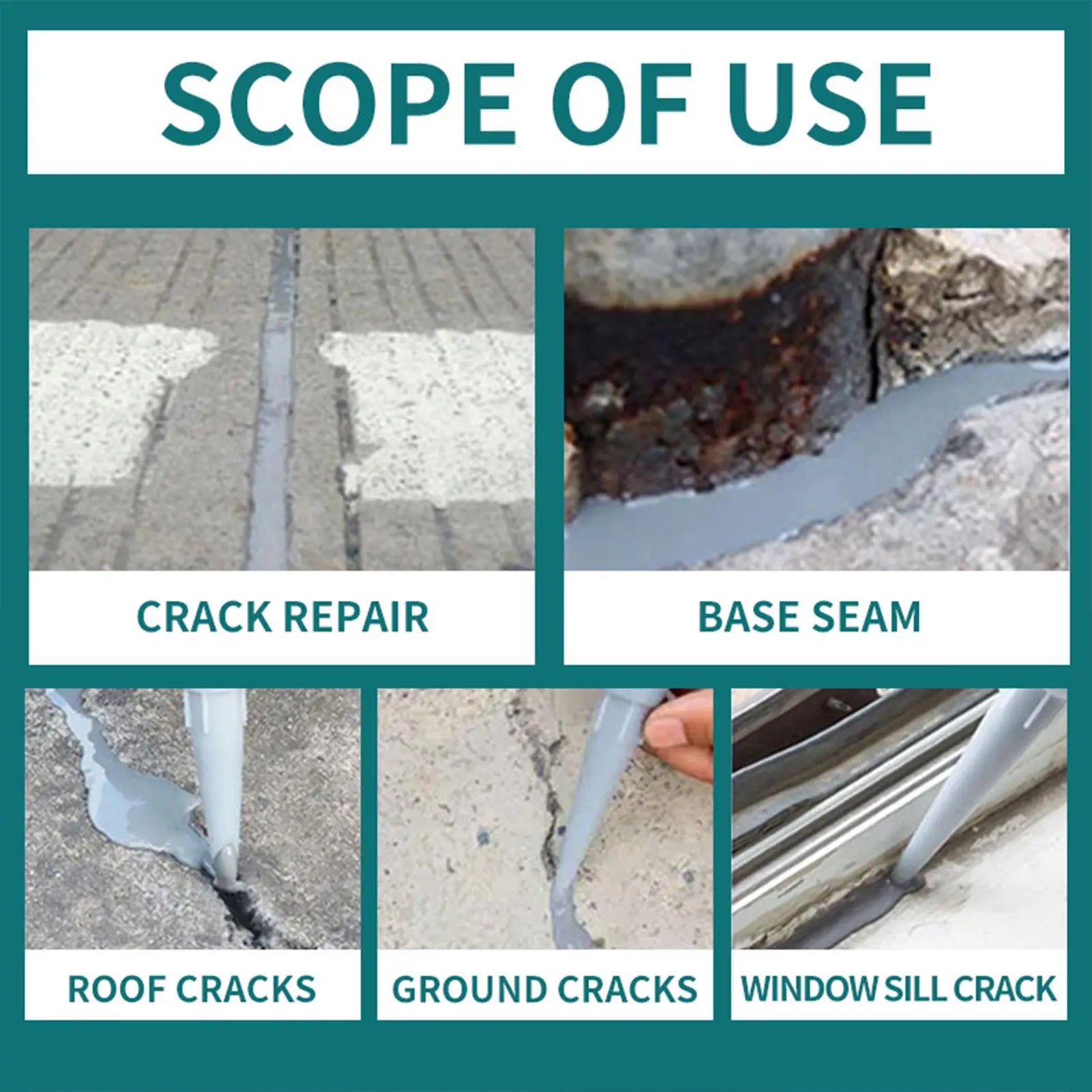 500ML  Waterproof Crack Filler | Fast-Dry Self-Leveling Concrete Repair | For Walls/Roofs/Floors | Outdoor Tile Sealant