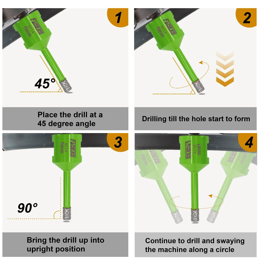 FACHLICH Dia6/8/10mm Diamond Core Bits M14 Thread Ceramic Tile Granite Marble Drilling Crowns Hole Saw Cutter Masonry