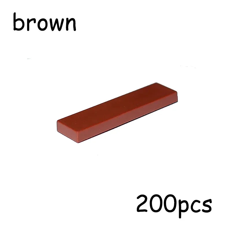 200PCS Size 1x4 Bricks Flat Tile MOC Assemble Particles 2431 Smooth 1*4 Building Blocks DIY Educational Creative Toy for Kids