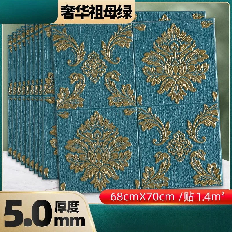 Giấy Dán Tường Sang Trọng Tự Dính Dày 3D Khắc Chạm Phòng