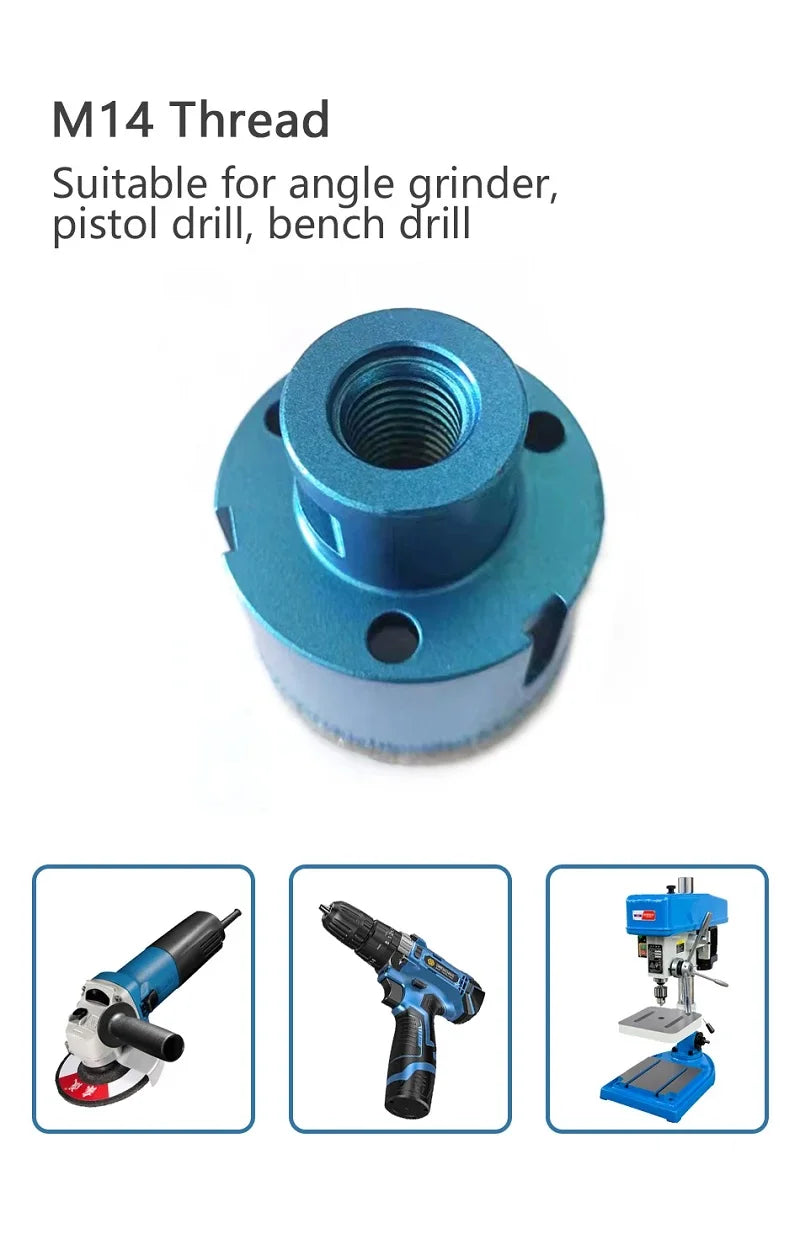 M14 Thread Dry Vacuum Brazed Diamond Core Drill Bit set Ceramic Granite Marble Stone Tile Hole Saw tool for Angle Grinder