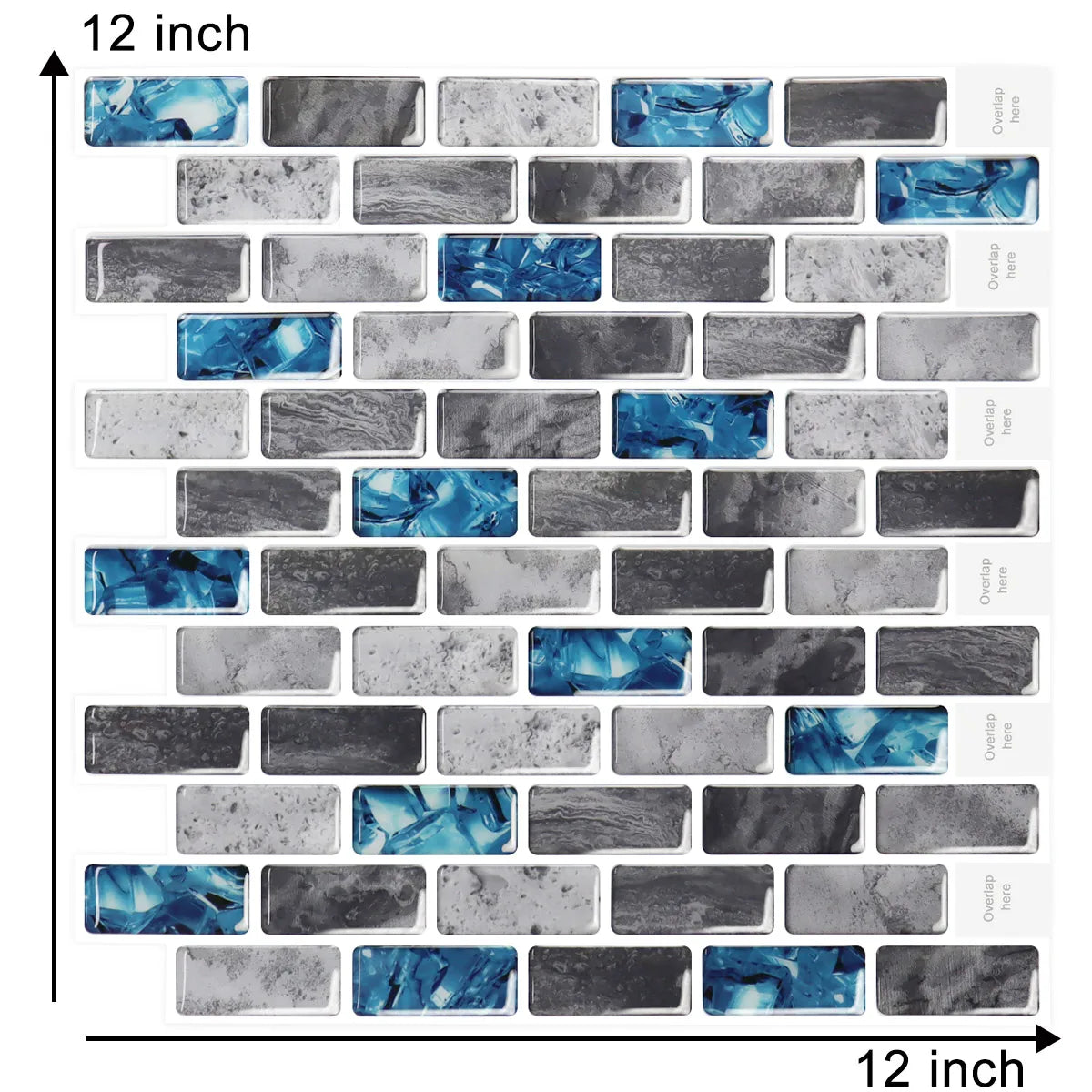 5 Mien Dan Gach 3D Treo Tuong Bep Chong Nuoc 12x12 Inch