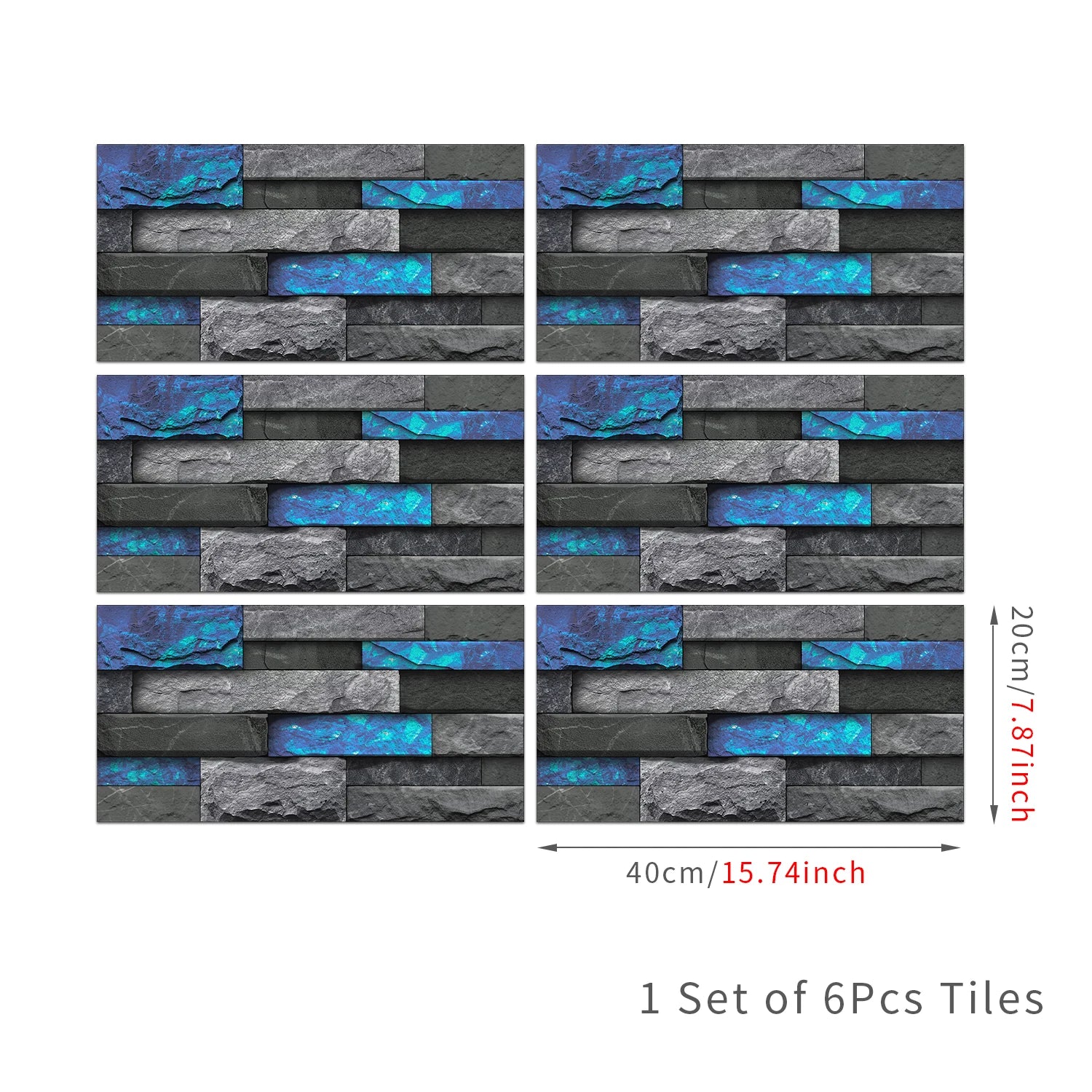 6 Bộ Dán Tường 3D Giả Gạch Đá 30x15cm Chống Thấm Dầu