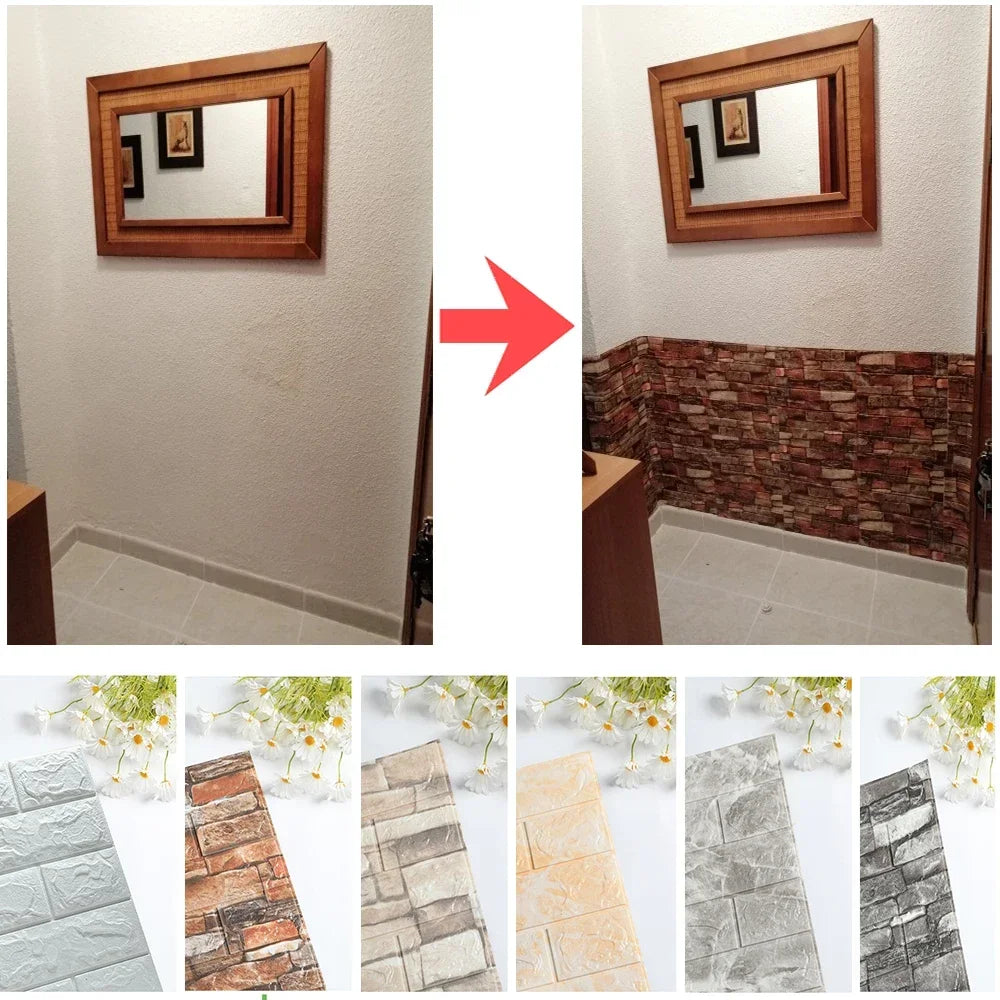 8/20pcs Foam 3D Brick Wall Stickers Adhesive Panel Home Decor Living Room Bedroom House Decoration Bathroom Waterproof Wallpaper