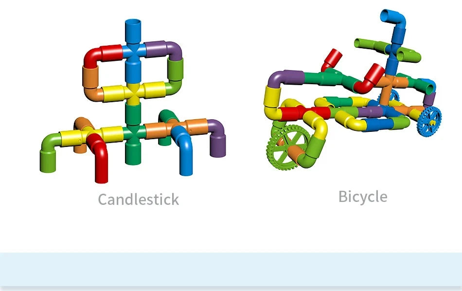 DIY Water Building Blocks Toy Educational Pipe Sensory STEM Kit Constructions Creativity Tube Blocks Pop Building Block Kids Toy