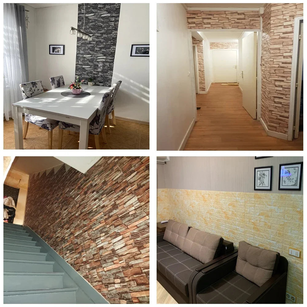 8/20pcs Foam 3D Brick Wall Stickers Adhesive Panel Home Decor Living Room Bedroom House Decoration Bathroom Waterproof Wallpaper
