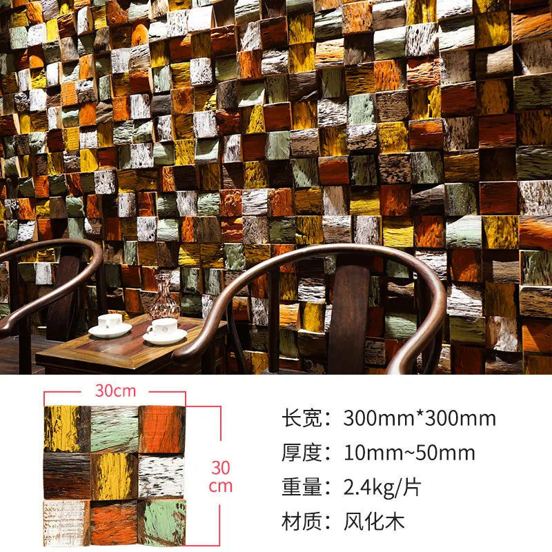 Dán Tường Gỗ Óc Chó Mosaic Nền Tivi Phong Rustic Thân Thiện