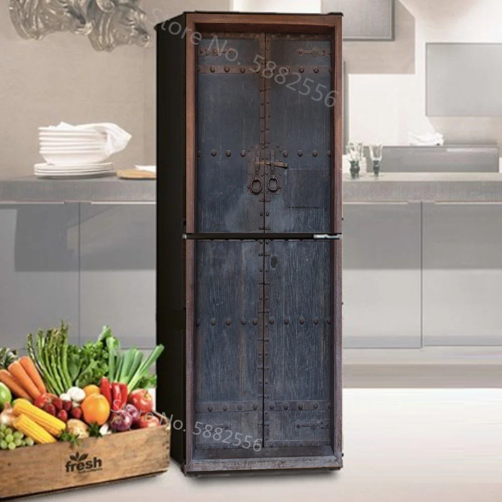 28 Styles For Choice Wood Grain Retro Refrigerator Sticker Peel & Stick Waterproof Double Door Freezer Cupboard Decor Art Mural