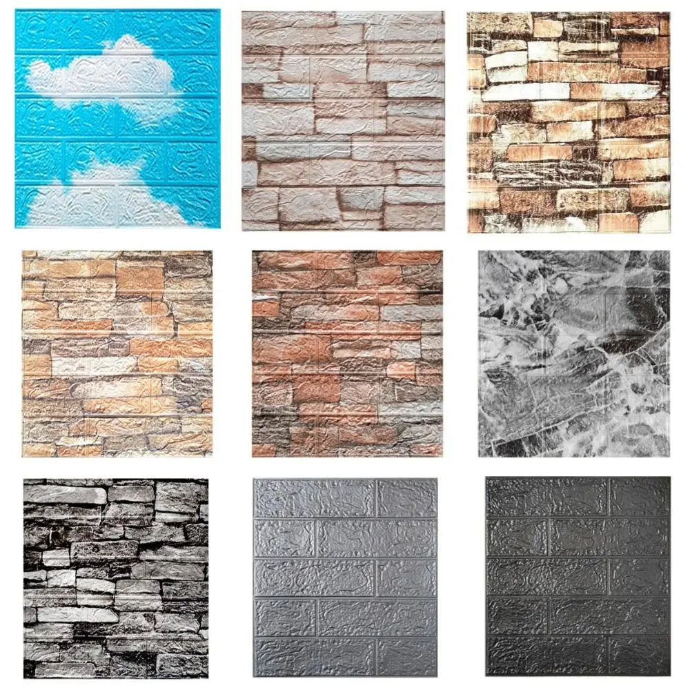 Waterproof 3D Imitation Brick Wall Stickers DIY Peel and Stick Self-adhesive Wallpaper Panel 35*38.5CM Oil Proof