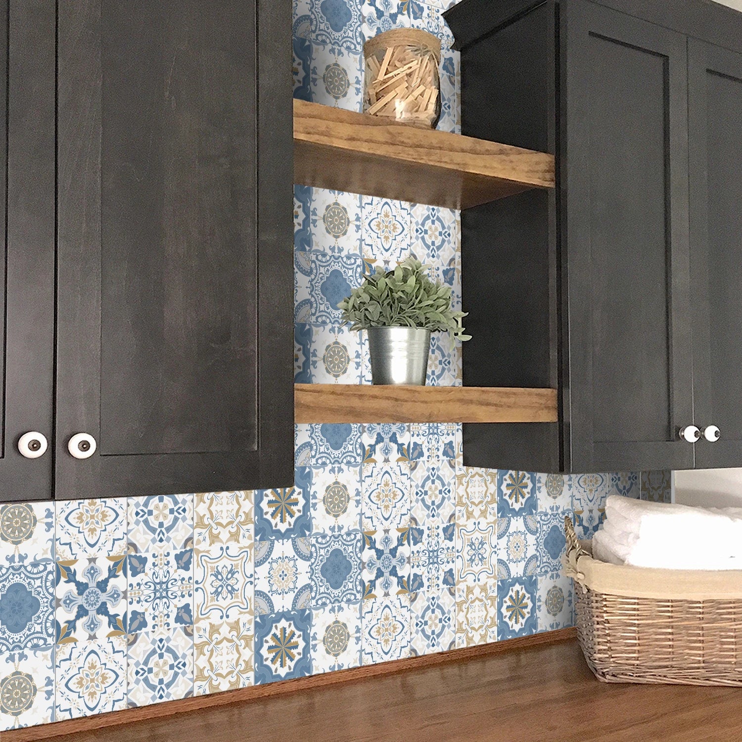 Bộ 24 Miếng Dán Gạch Sứ Màu PVC Dán Tường Bếp Và Phòng Tắm