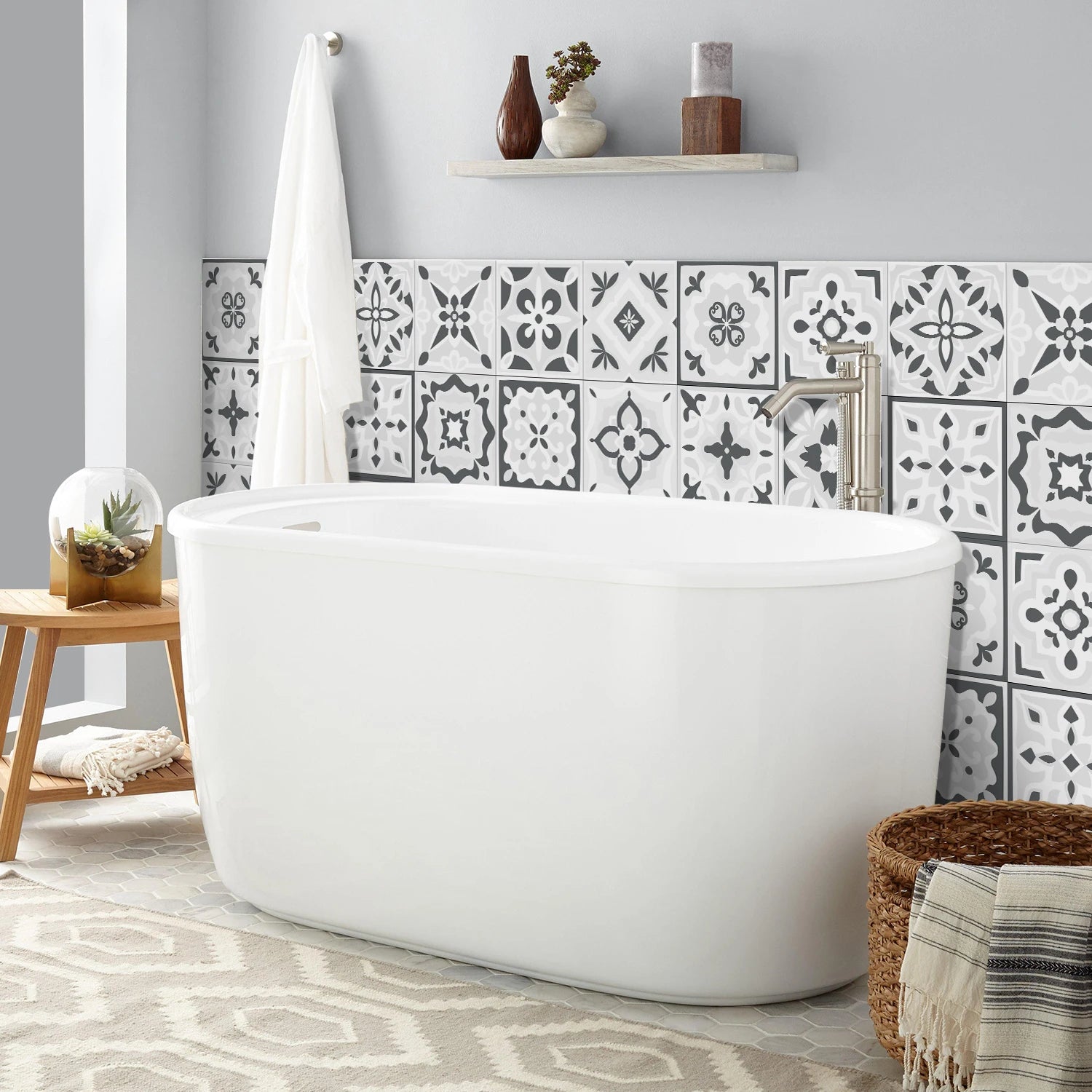 24pcs Art Tile Self-adhesive 3D Wall Sticker Kitchen Wallpaper  For Living Room Bathroom Decoration Murals Waterproof Decals