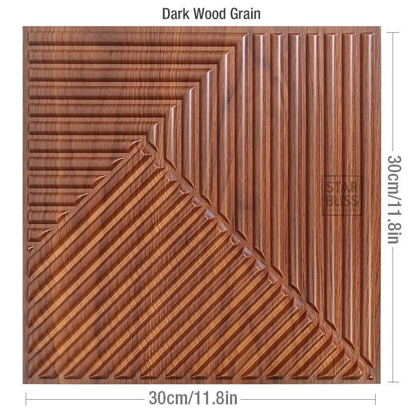 30x30cm 3D wall sticker decorative ceiling living room Wood grain wallpaper waterproof 3D Wall panel mold bathroom kitchen Hotel