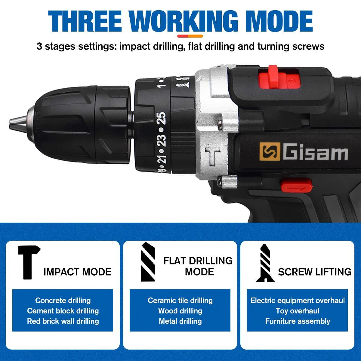 Máy Khoan Không Dây 21V Tác Động Pin Lithium 2 Tốc Độ