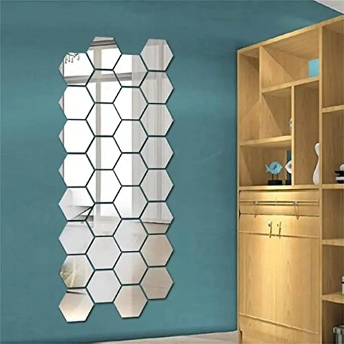 Guong Dan Tuong 3D Hinh Luc Giac Mosaic Dinh Tai Nha