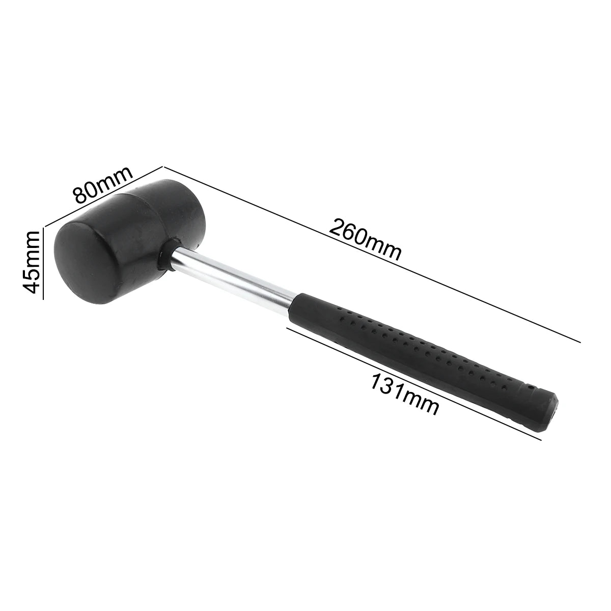 Búa Cao Su Đen 320g Đầu Tròn Tay Cầm Chống Trượt DIY