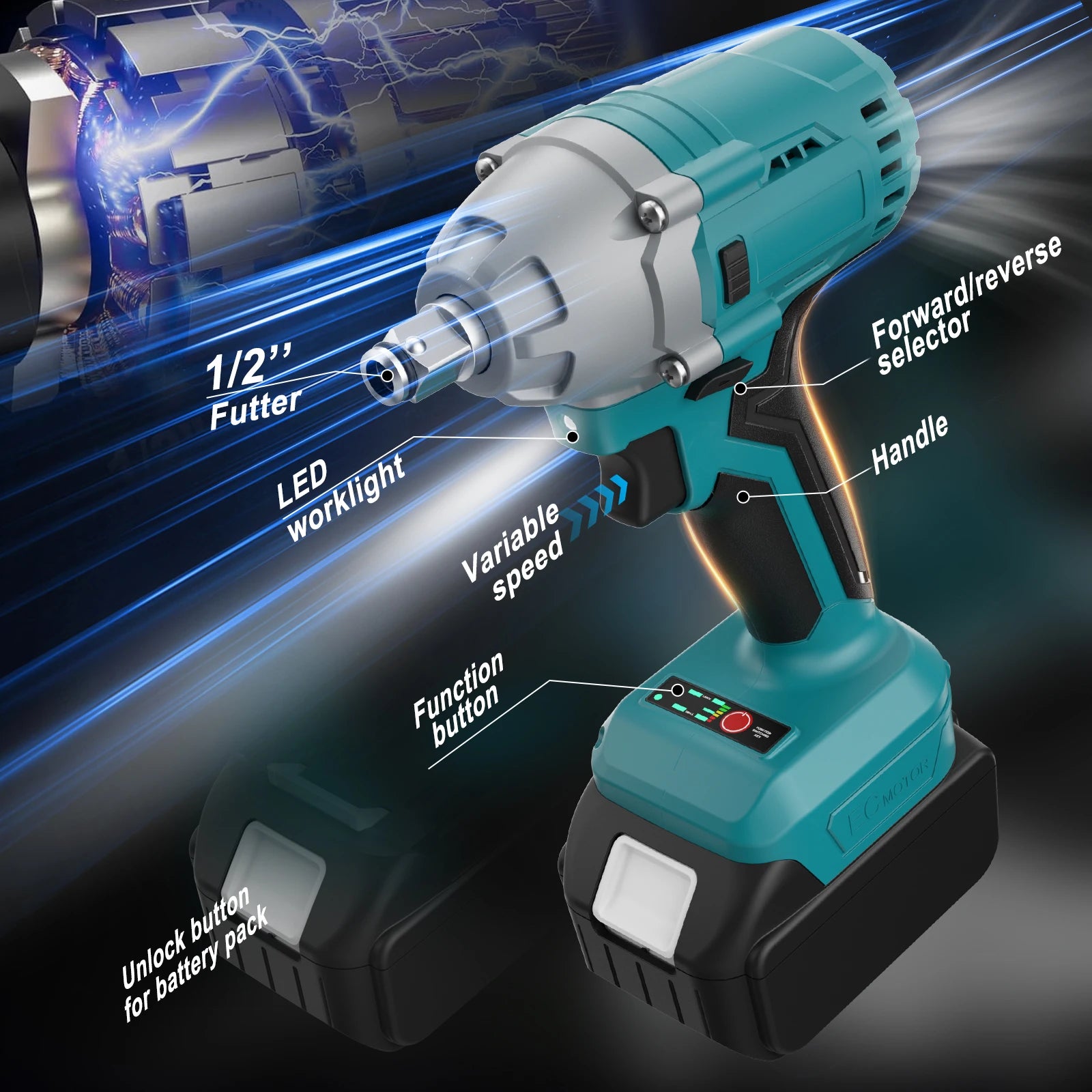 Nananuu Máy Vặn Bu Lông Va Đập Đa Năng Không Dây 18V Makita