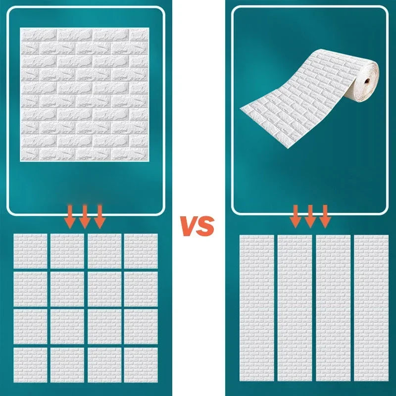 Foam 3D Self adhesive Wall Stickers Imitation Brick Waterproof Wallpaper for Living Room Kitchen TV Backdrop Bedroom Decoration