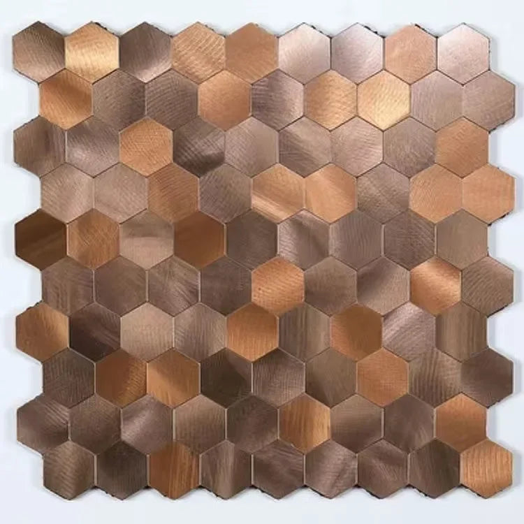 Gạch Ốp Mosaic Lục Giác Dán Dính Kim Loại Chống Thấm Bếp