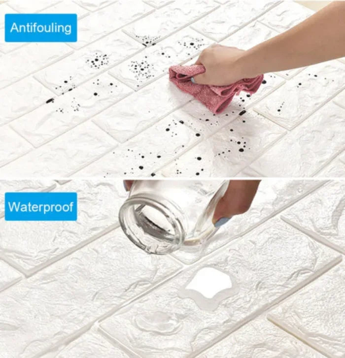 10M 3D Self-Adhesive Brick Pattern Wall Panels Wallpaper DIY Waterproof for Living Room Bedroom Kitchen Background Wall Decor