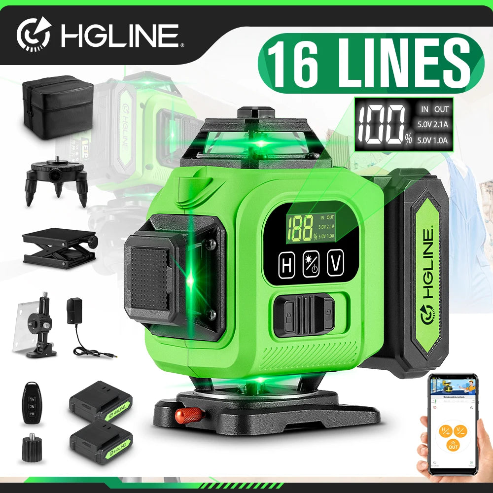 Máy Cân Laser 16 Dải 4x360 Độ Chuyên Nghiệp App Điều Khiển