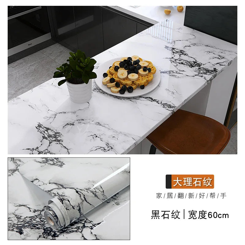 Giay Dan Tuong Marble PVC Dinh 60cm Phong Tam Bep Mat Ban
